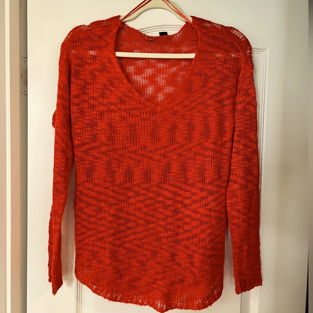 Red V-neck sweater, lightweight, size small